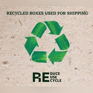Recycled boxes and pouches are used during shipping.